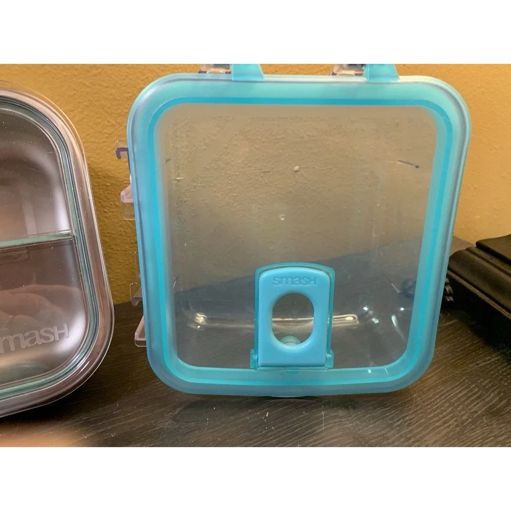 Lot‎ Of 3 Smash Stainless Steel & Plastic Bento Lunch Box, Compartments Teal
